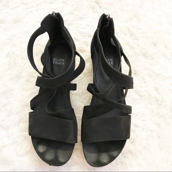 Eileen Fisher Black Sport Sandals Size 9.5 - Cute & Comfy - Picture 1 of 4